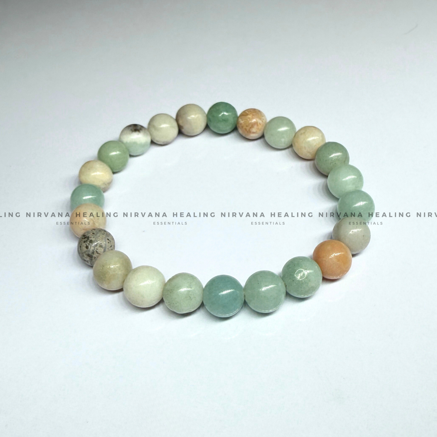 AQUAMARINE ROUND BEADED BRACELET (Calm, Clarity, Courage And Emotional Healing) image 2