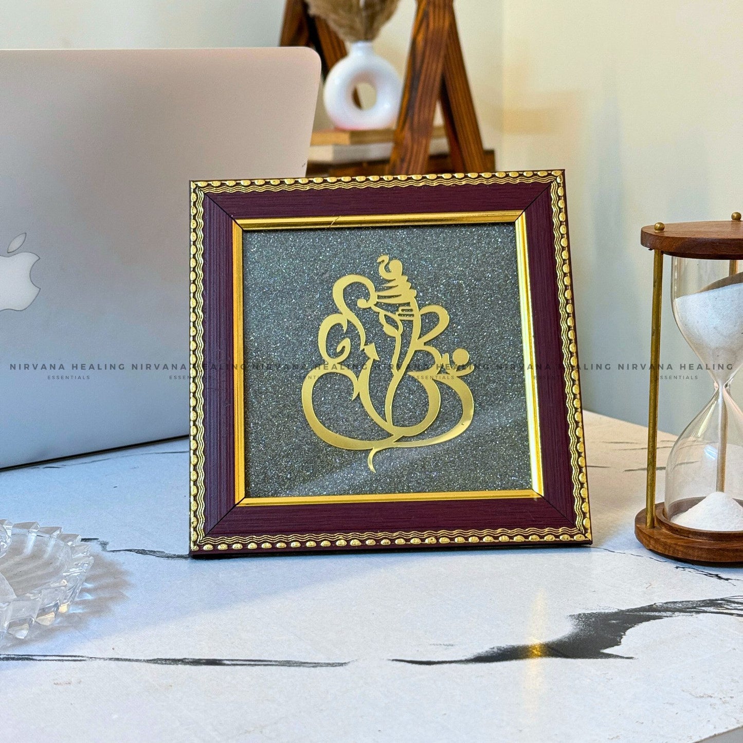 GANESH JI ON RAW PYRITE FRAME (Blessings of Prosperity, Protection & New Beginnings) image 0