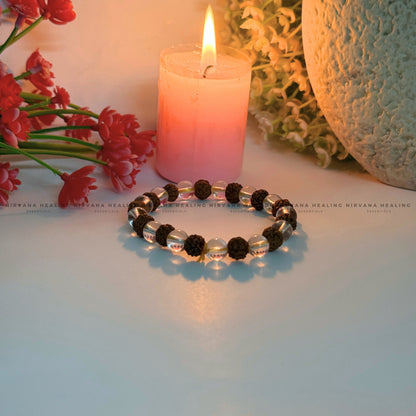 RUDRAKSH-SPHATIK ROUND BEADED BRACELET (Balance, Purity, Divine Protection) image 1