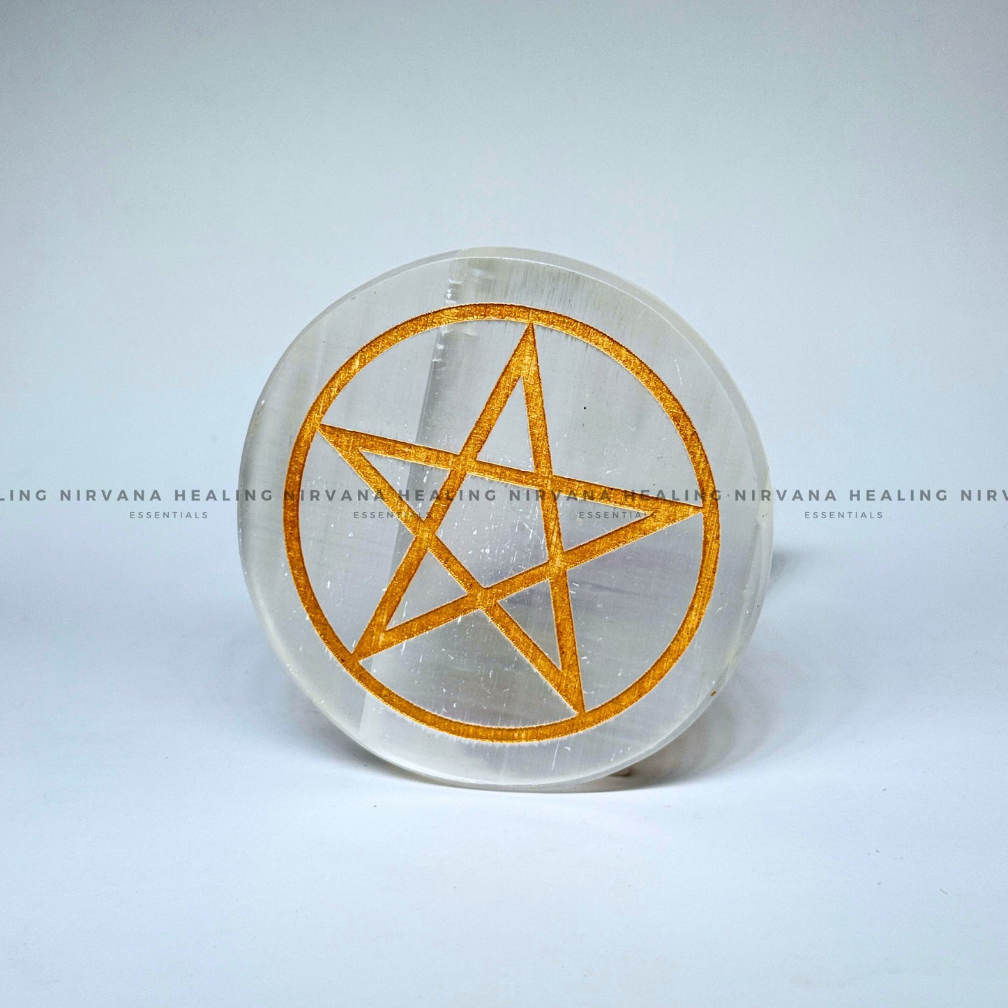 SELENITE GOLDEN STAR SYMBOL CHARGING PLATE (Aura Cleansing ,Charging, Cleansing And Purification). image 3