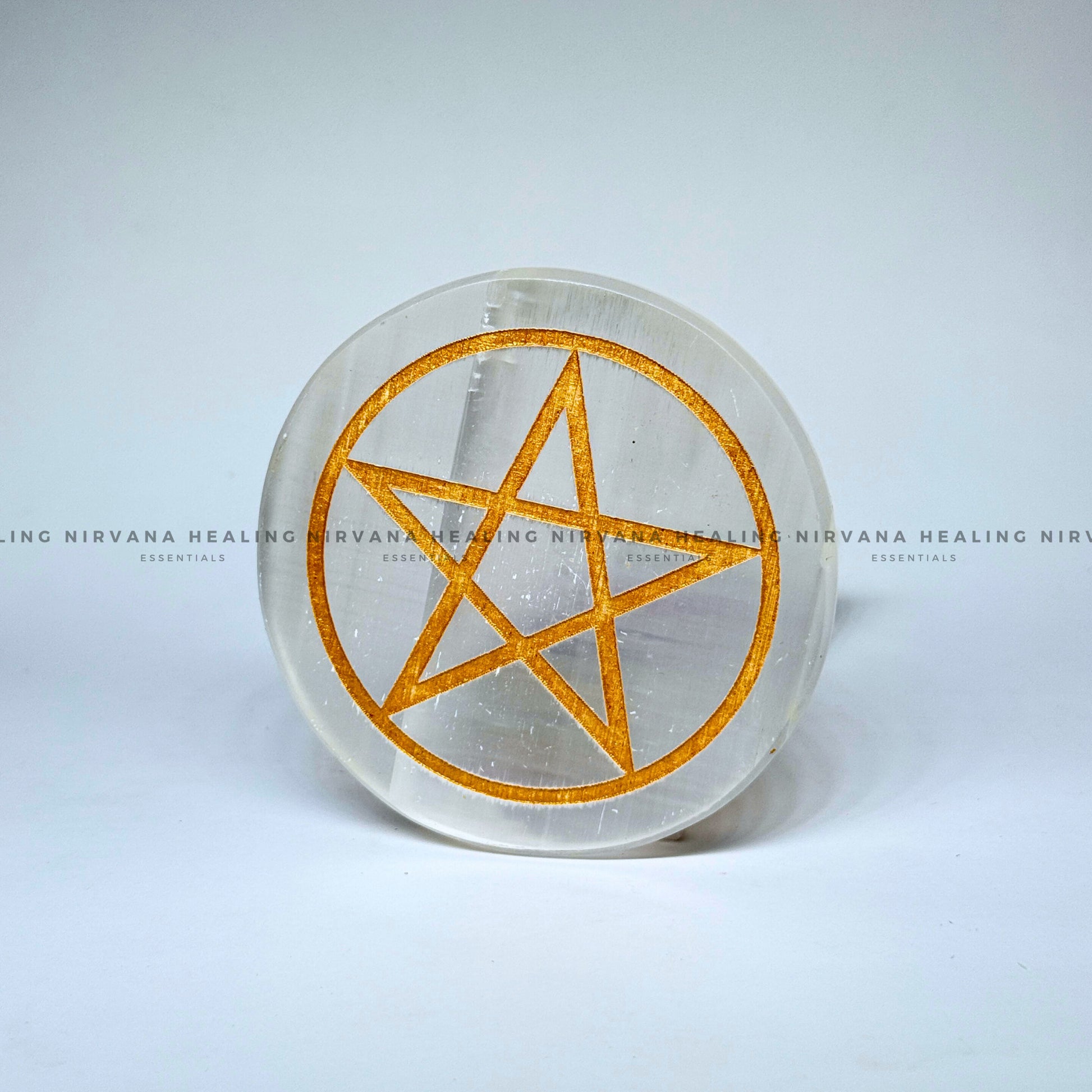 SELENITE GOLDEN STAR SYMBOL CHARGING PLATE (Aura Cleansing ,Charging, Cleansing And Purification). image 3