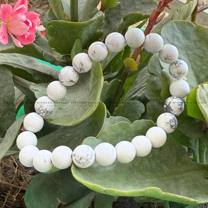 HOWLITE ROUND BEADED BRACELET (Peace, Sleep, Patience And Spiritual Awakening) image 4