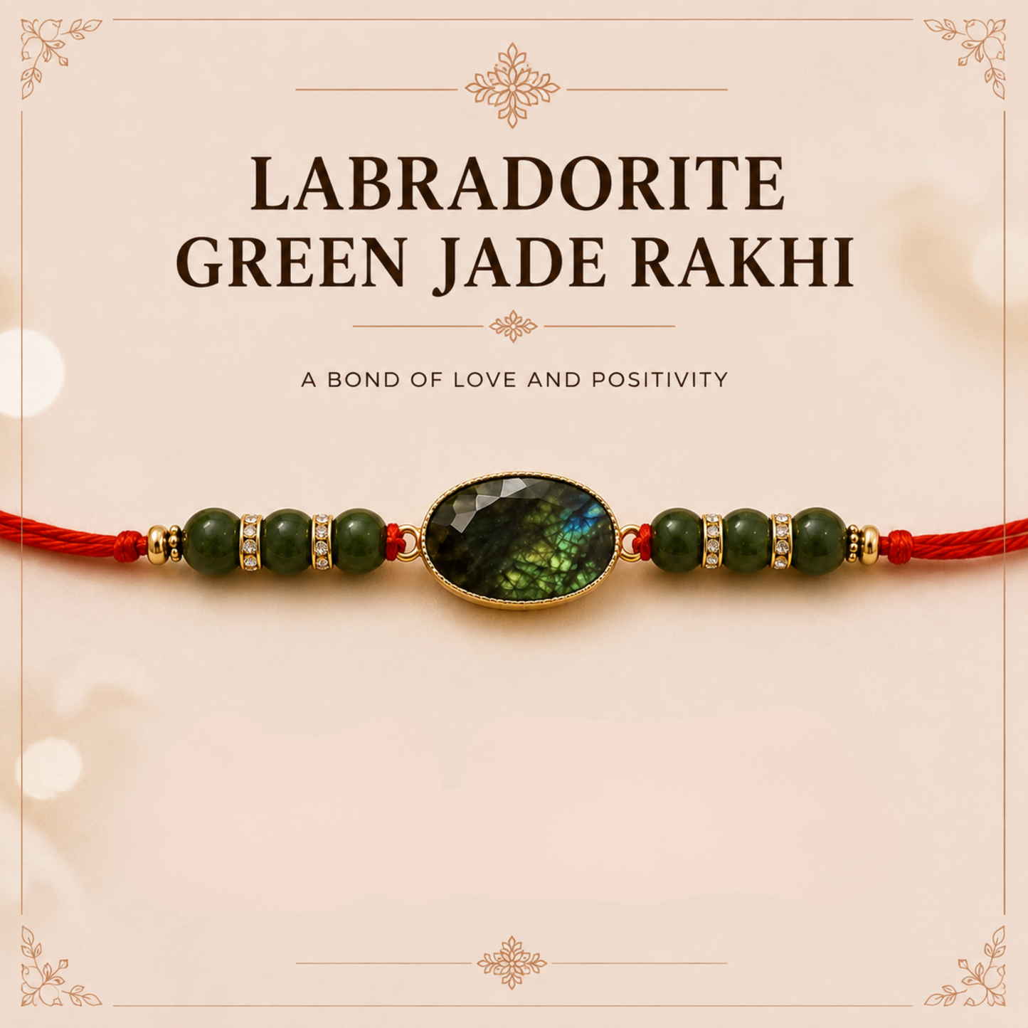Labradorite Green Jade Rakhi