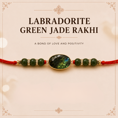 Labradorite Green Jade Rakhi