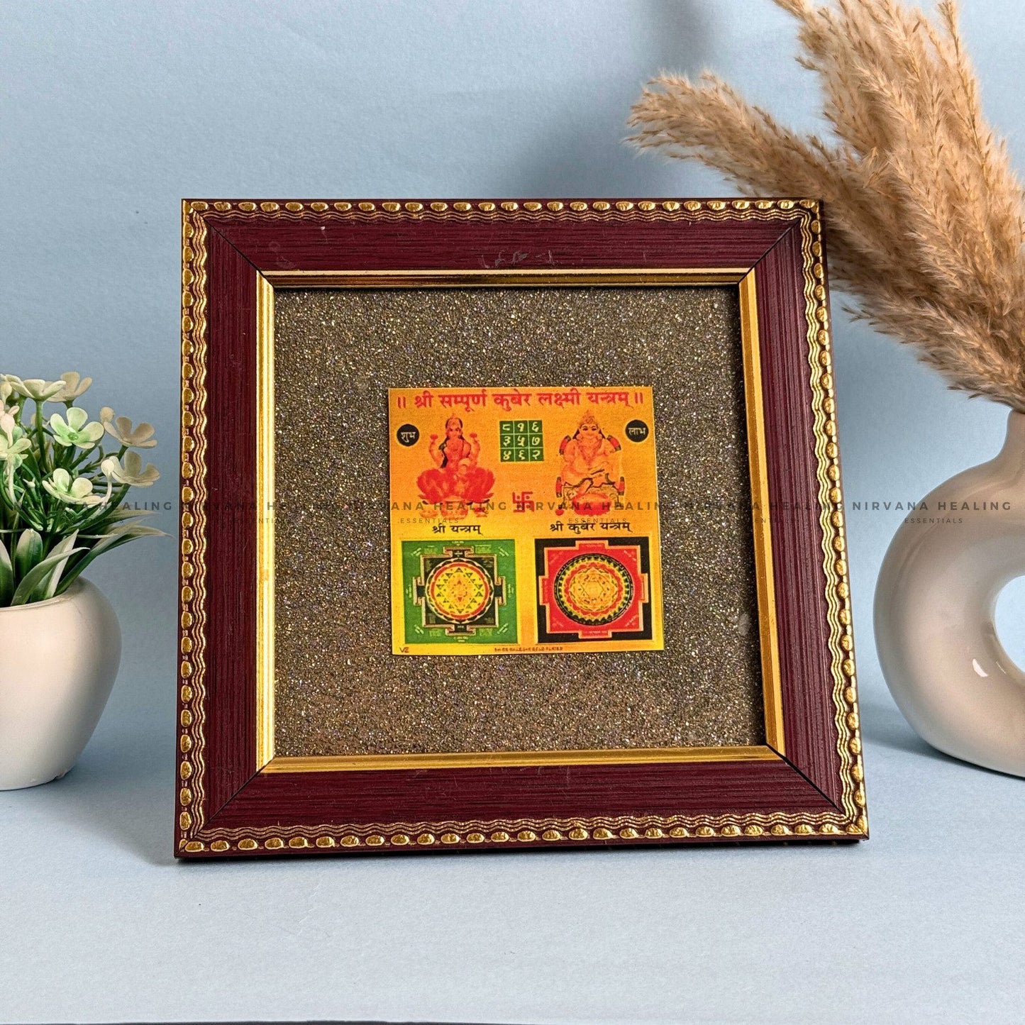 LAKSHMI KUBER YANTRA ON RAW PYRITE FRAME – (Ultimate Symbol of Wealth & Abundance) image 1