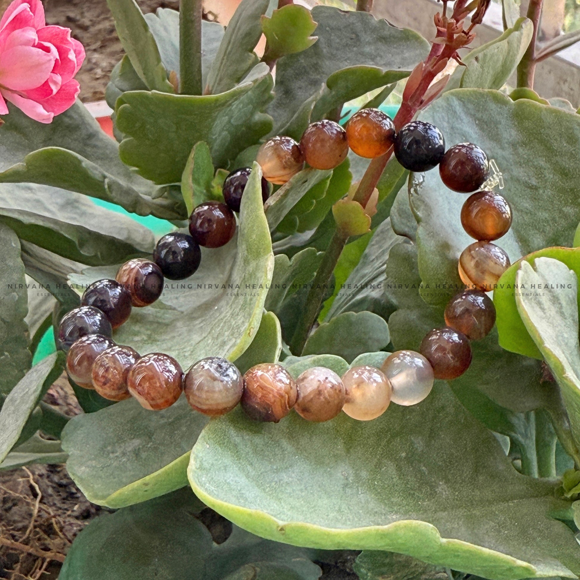 BROWN HAKIK SULEMANI ROUND BEADED BRACELET (Evil Eye Protection, Grounding and Energy Shielding). image 4