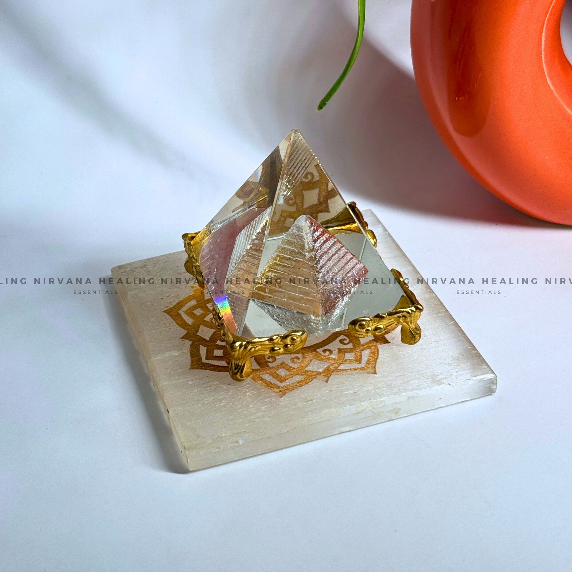 SELENITE GOLDEN AUM CHARGING PLATE (Aura Cleansing ,Charging, Cleansing And Purification). image 4
