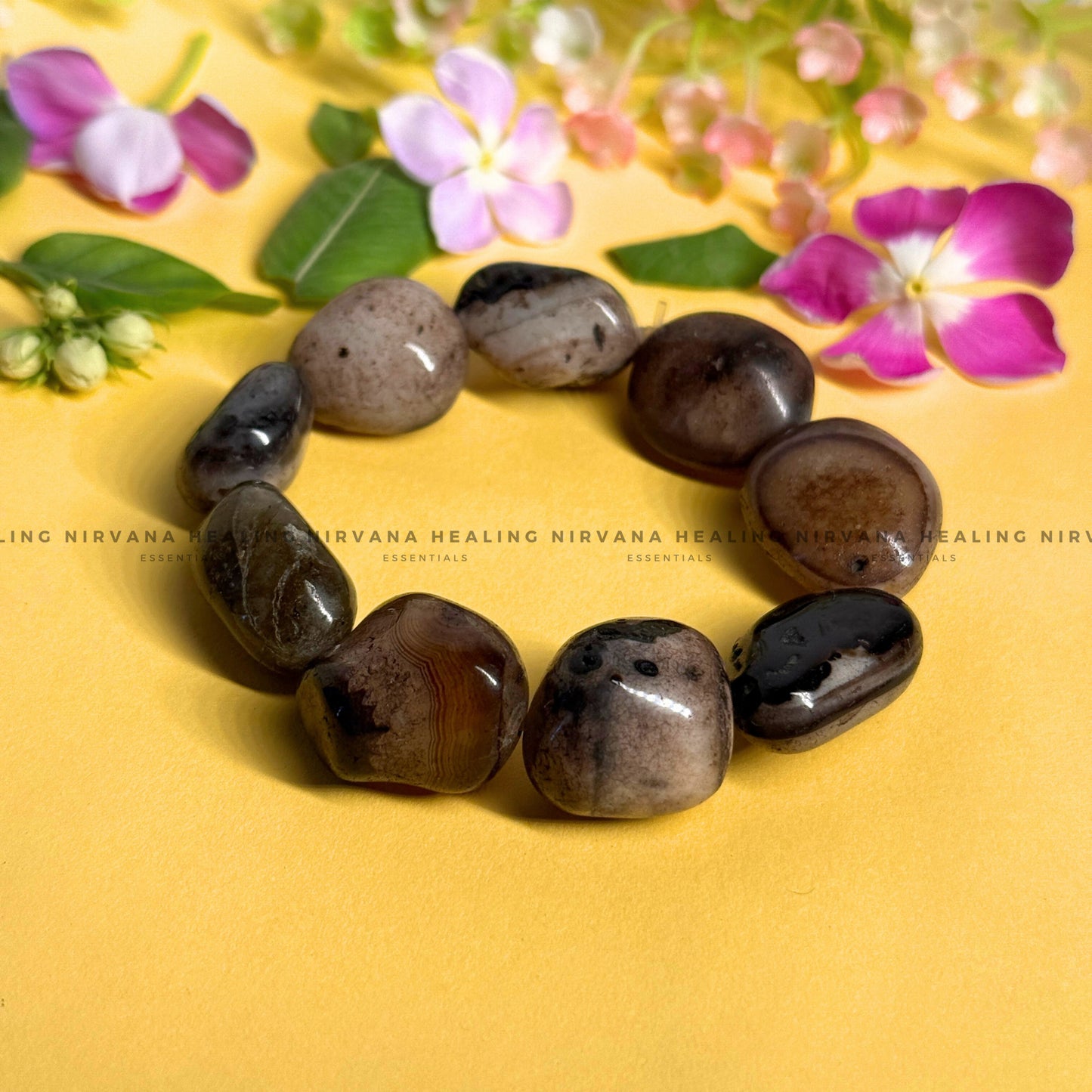 HAKIK SULEMANI TUMBLE OVAL BEADED BRACELET (Evil Eye Protection, Grounding And Energy Shielding). image 0