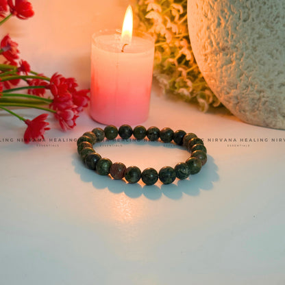 UNAKITE ROUND BEADED BRACELET (Emotional Healing, Heart Awakening And Inner Peace).  image 3