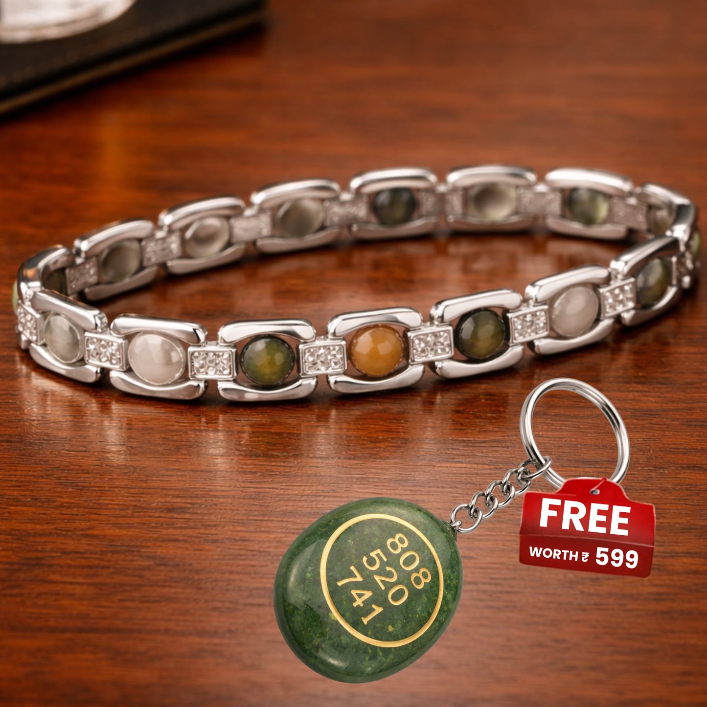 METAL DHAN YOG BRACELET With (FREE GREEN AVENTURINE ZIBU KEYCHAIN) image 0