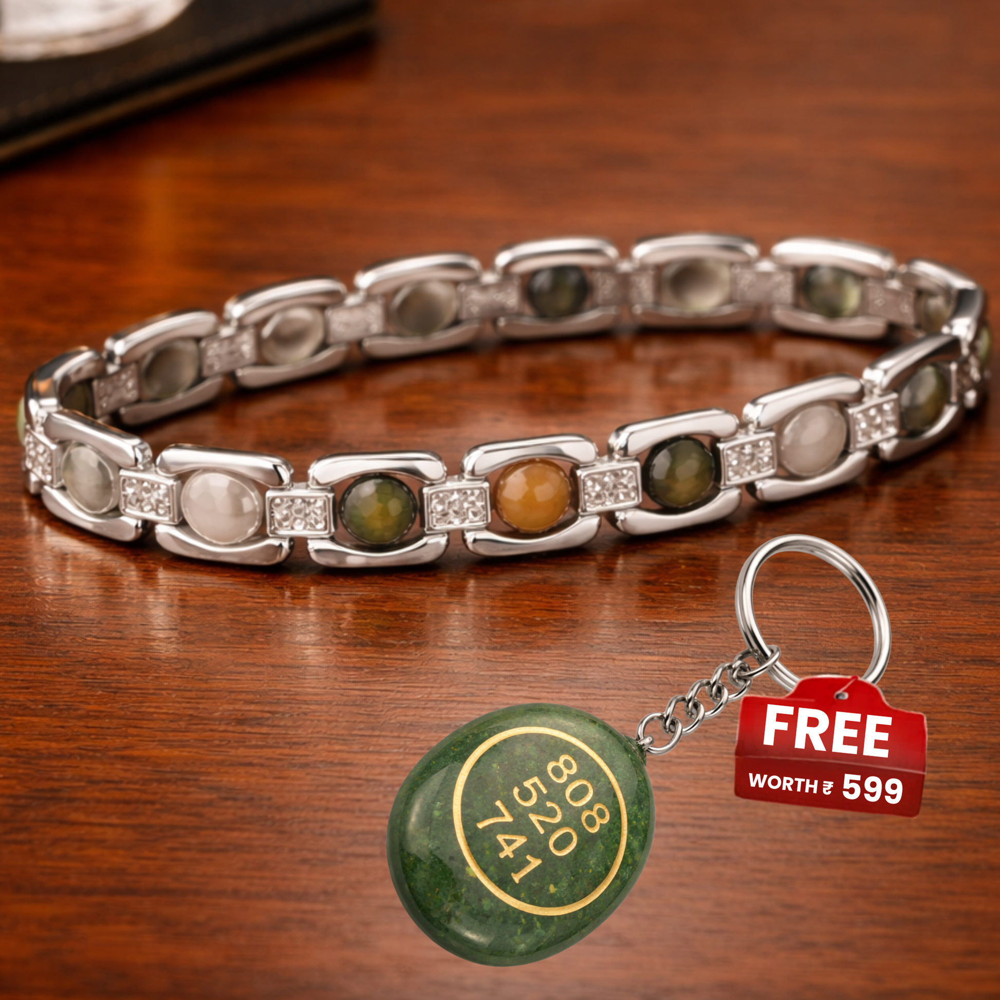 METAL DHAN YOG BRACELET With (FREE GREEN AVENTURINE ZIBU KEYCHAIN) image 0