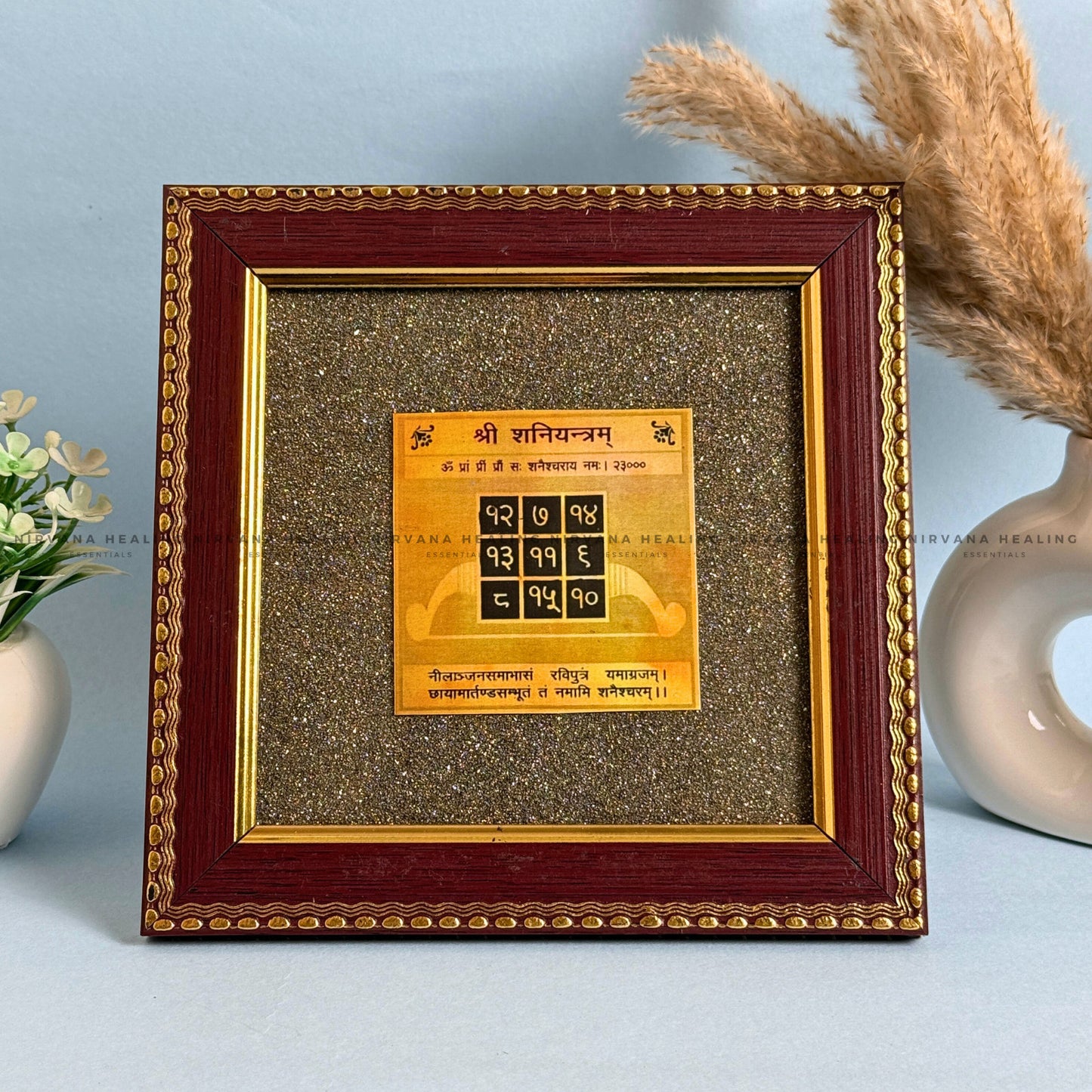 SHANI YANTRA ON RAW PYRITE FRAME (Protection, Stability & Karmic Balance) image 3