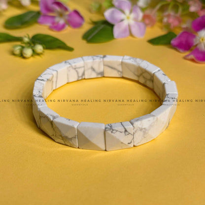 HOWLITE PYRAMID BRACELET (Peace, Sleep, Patience And Spiritual Awakening) image 0