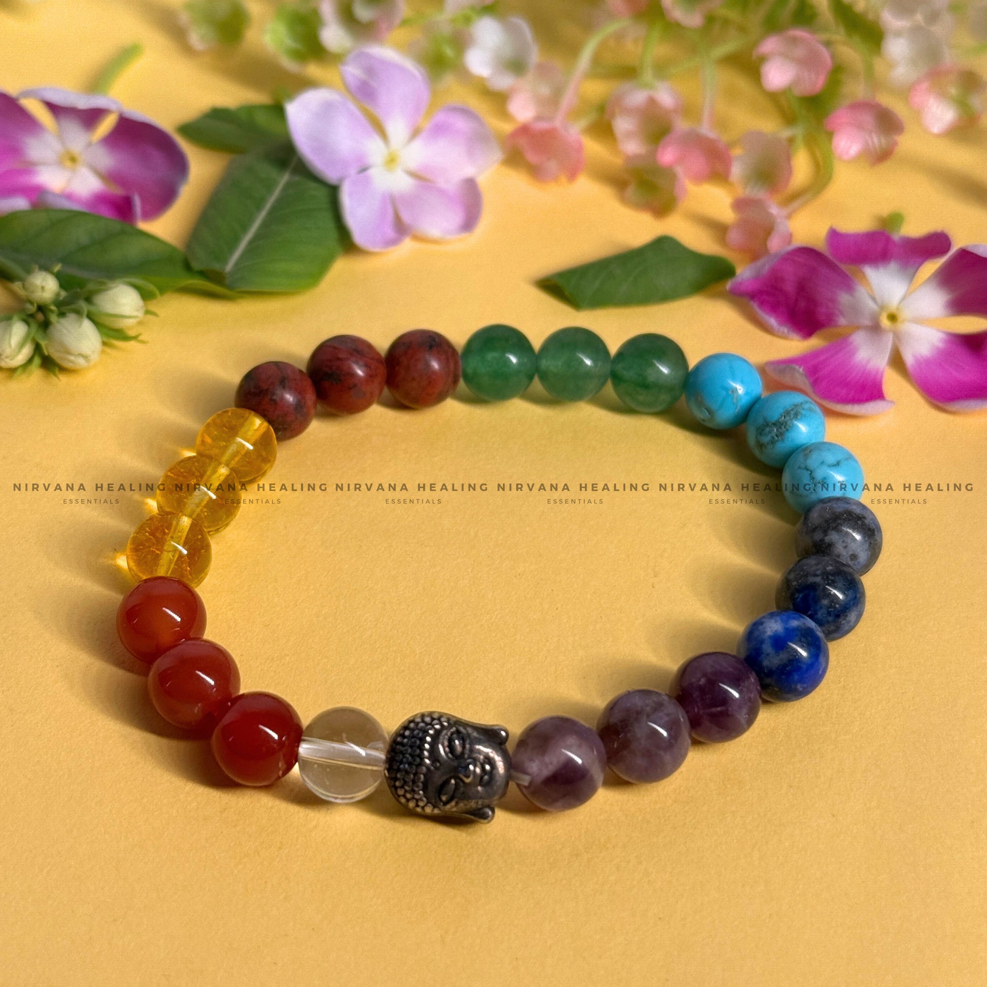 7 CHAKRAS ROUND BEADED BRACELET (Energy, Healing, Protection And Spiritual Alignment) image 0