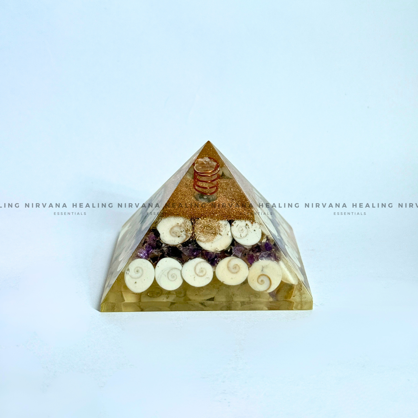AMETHYST WITH GOMTI CHAKRA  PYRAMID (Meditation, Stress Reduction, Intuition and Manifestation) image 2