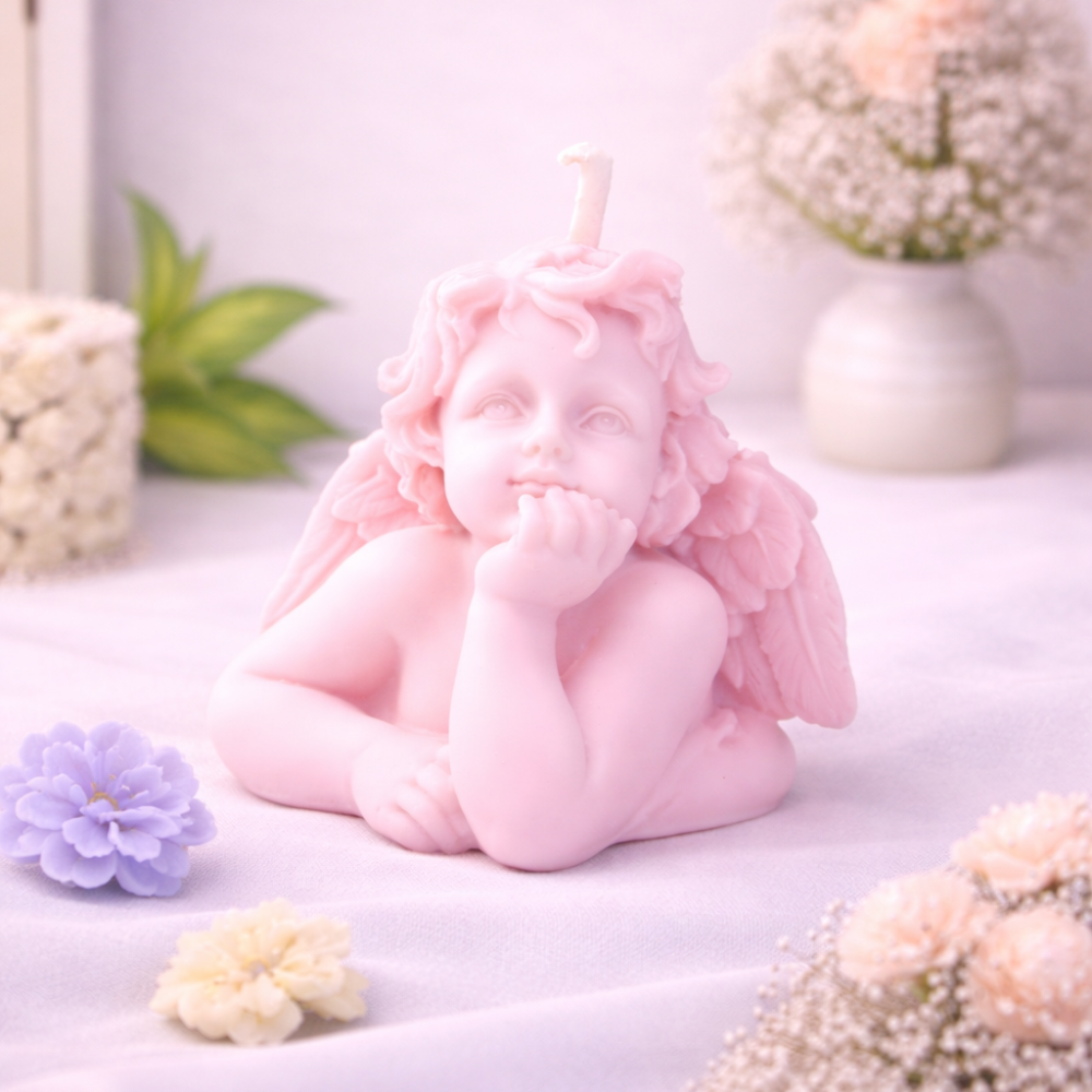 BLISSFUL ANGEL CANDLE (Made From Natural Beeswax) - pink image