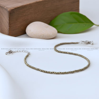 DHANALAKSHMI RAW PYRITE ANKLET (Money Magnet, Prosperity, Fame And Abundance) image 1