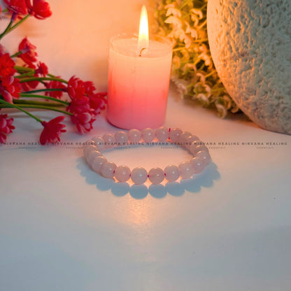 ROSE QUARTZ ROUND BEADED BRACELET (Love, Romance, Relationship, Emotion And Balance) image 3