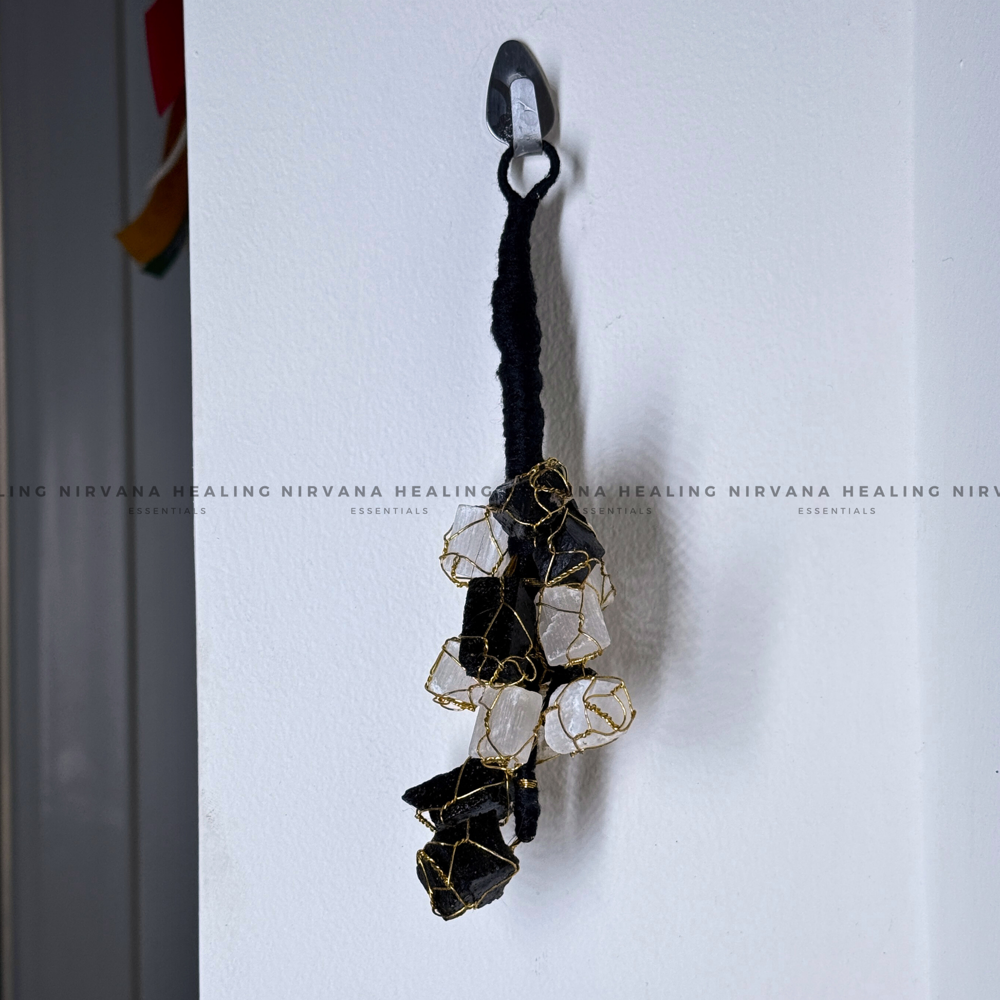 BLACK TOURMALINE AND SELENITE (DOOR HANGING) (Protection, Grounding, Shielding And Growth) image 1