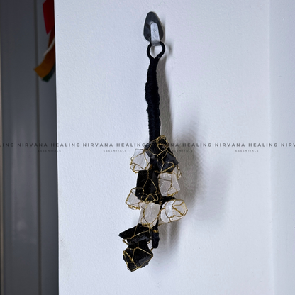 BLACK TOURMALINE AND SELENITE (DOOR HANGING) (Protection, Grounding, Shielding And Growth) image 1