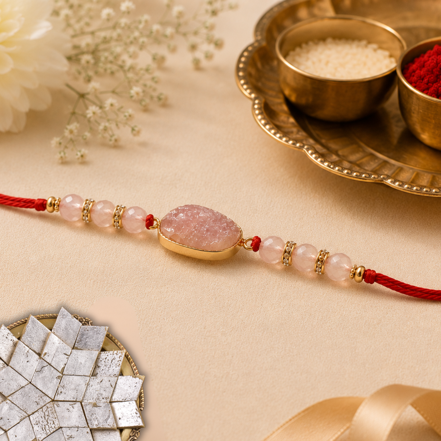 Rose Quartz Rakhi