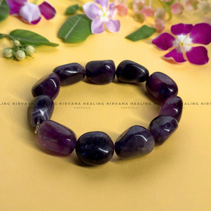 AMETHYST TUMBLE BRACELET (Meditation, Stress Reduction, Intuition and Manifestation) image 0