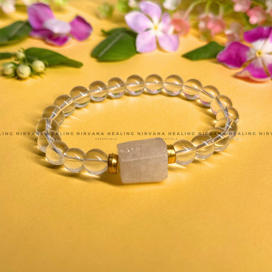 CLEAR QUARTZ WITH TUMBLE BRACELET (Mental Clarity, Master Healer And Energy Amplifier).  image 0