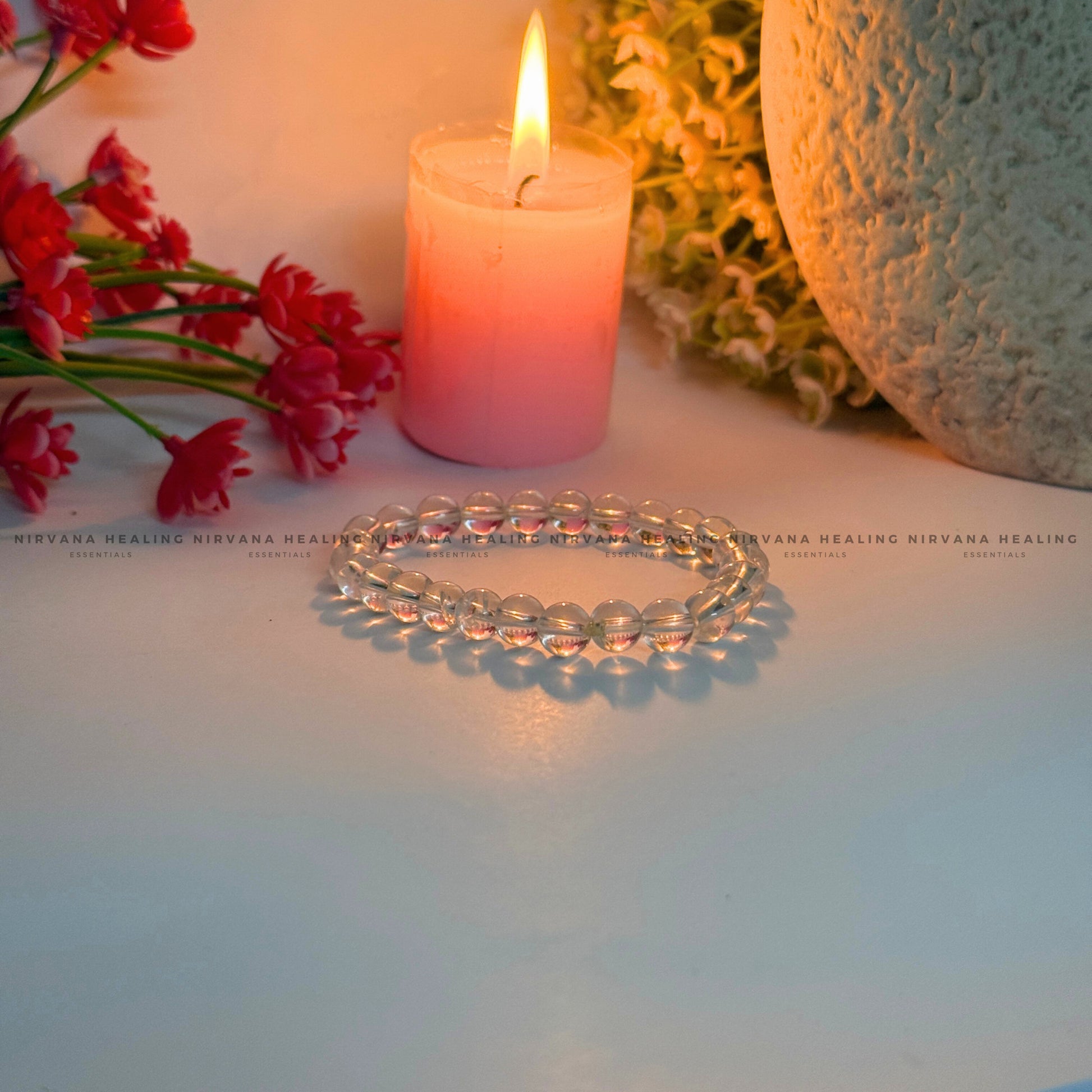 CLEAR QUARTZ ROUND BEADED BRACELET (Mental Clarity, Master Healer And Energy Amplifier) image 3