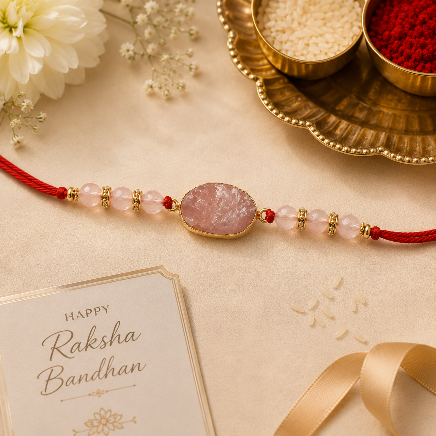 Rose Quartz Rakhi
