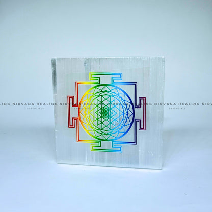 SELENITE SHREE YANTRA CHARGING PLATE (Aura Cleansing ,Charging, Cleansing And Purification). image 1
