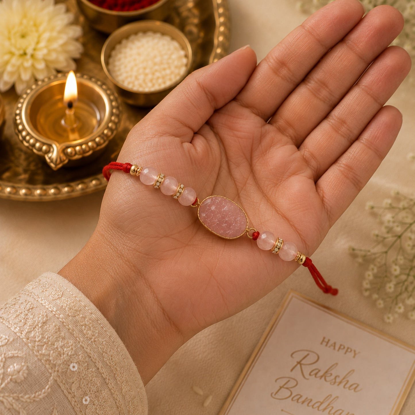 Rose Quartz Rakhi
