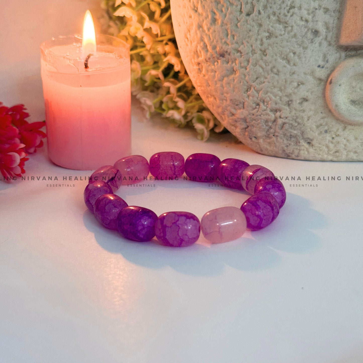 PINK AVENTURINE TUMBLE BRACELET (Positivity, Heart Healing, Optimism And Compassion) image 1