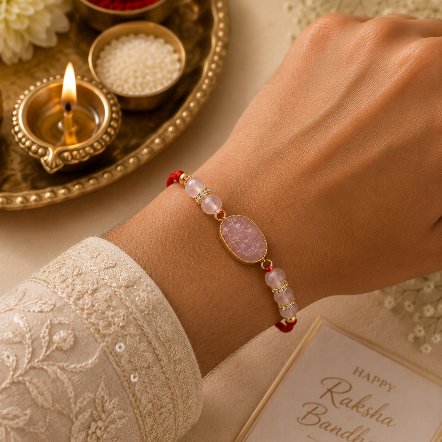 Rose Quartz Rakhi