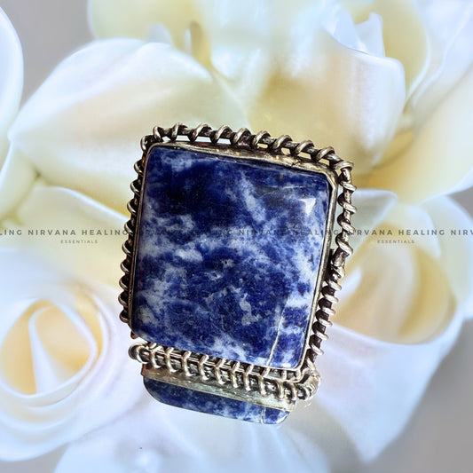 SODALITE SQUARE RING (Sodalite Creativity, Expression, Logic And Communication) image 0