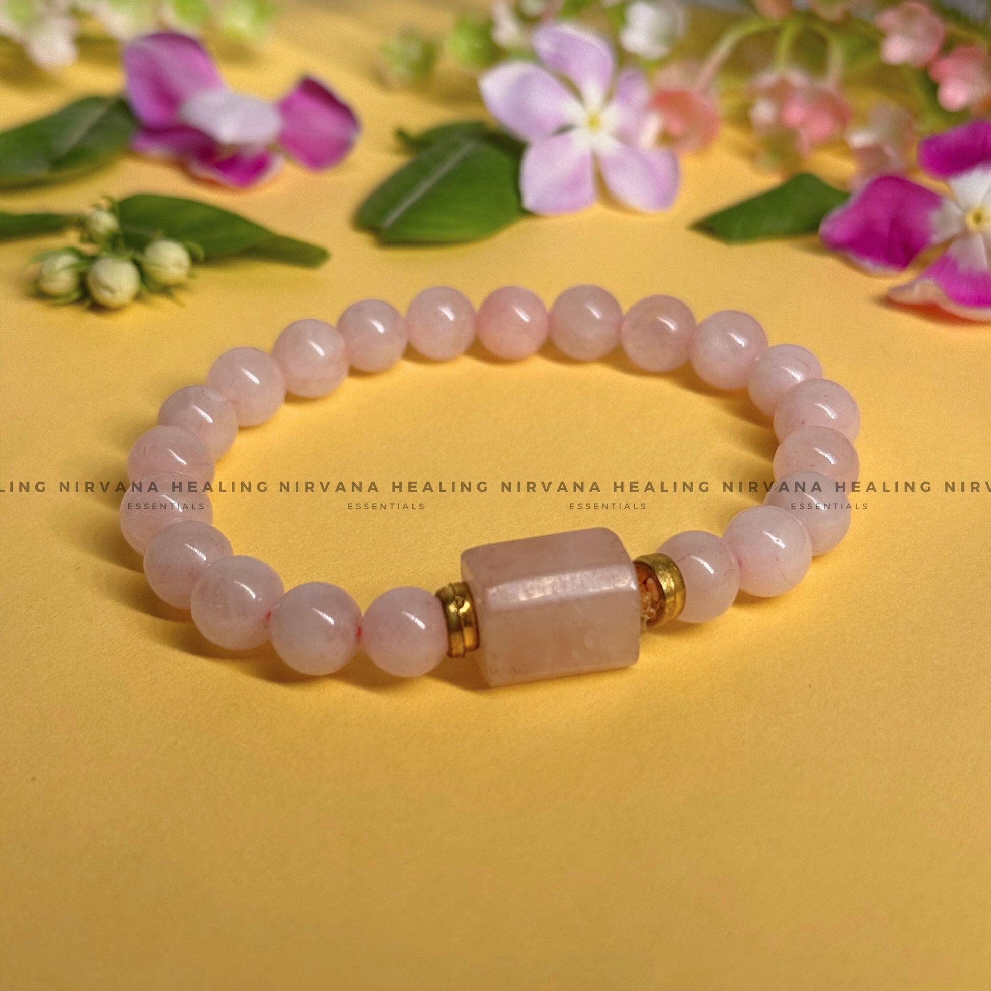 ROSE QUARTZ DESIGNER BEADED BRACELET (Love, Romance, Relationship And Emotion Balance) image 0