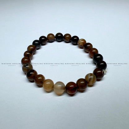 BROWN HAKIK SULEMANI ROUND BEADED BRACELET (Evil Eye Protection, Grounding and Energy Shielding). image 1