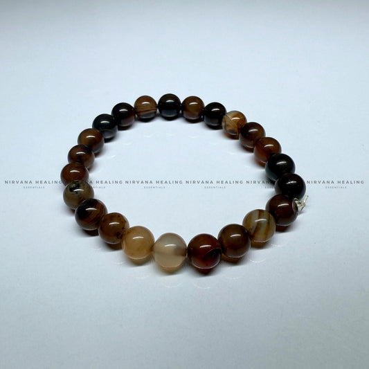 BROWN HAKIK SULEMANI ROUND BEADED BRACELET (Evil Eye Protection, Grounding and Energy Shielding). image 1