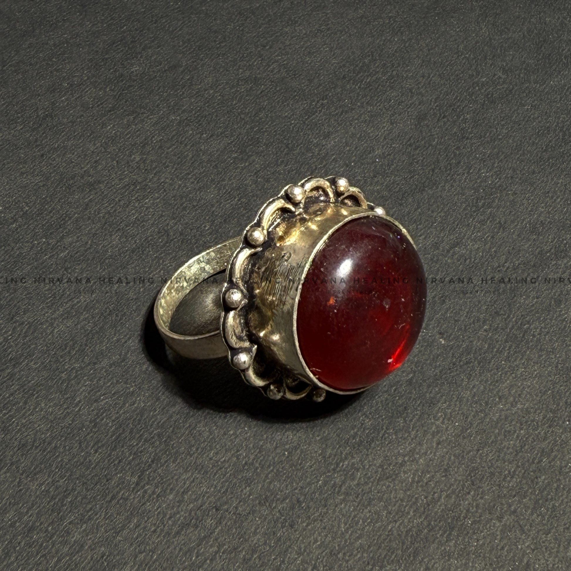 RED JADE ROUND RING (Courage, Strength And Vitality) image 2