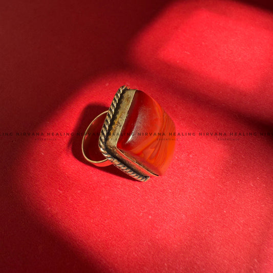 RED CARNELIAN SQUARE RING (Creativity, Courage, Passion And Stamina) image 1