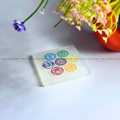 SELENITE 7 CHAKRAS COLOUR CHARGING PLATE (Aura Cleansing ,Charging, Cleansing And Purification). image 4