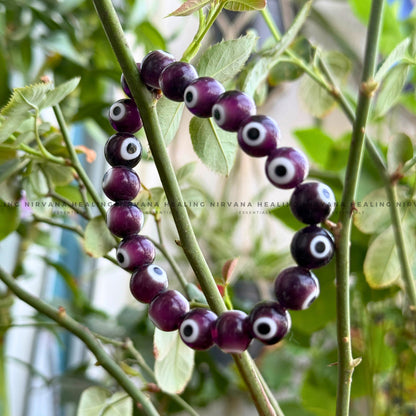 PURPLE EVIL EYE ROUND BEADED BRACELET (Spiritual Protection, Intuition And Transformation) image 4