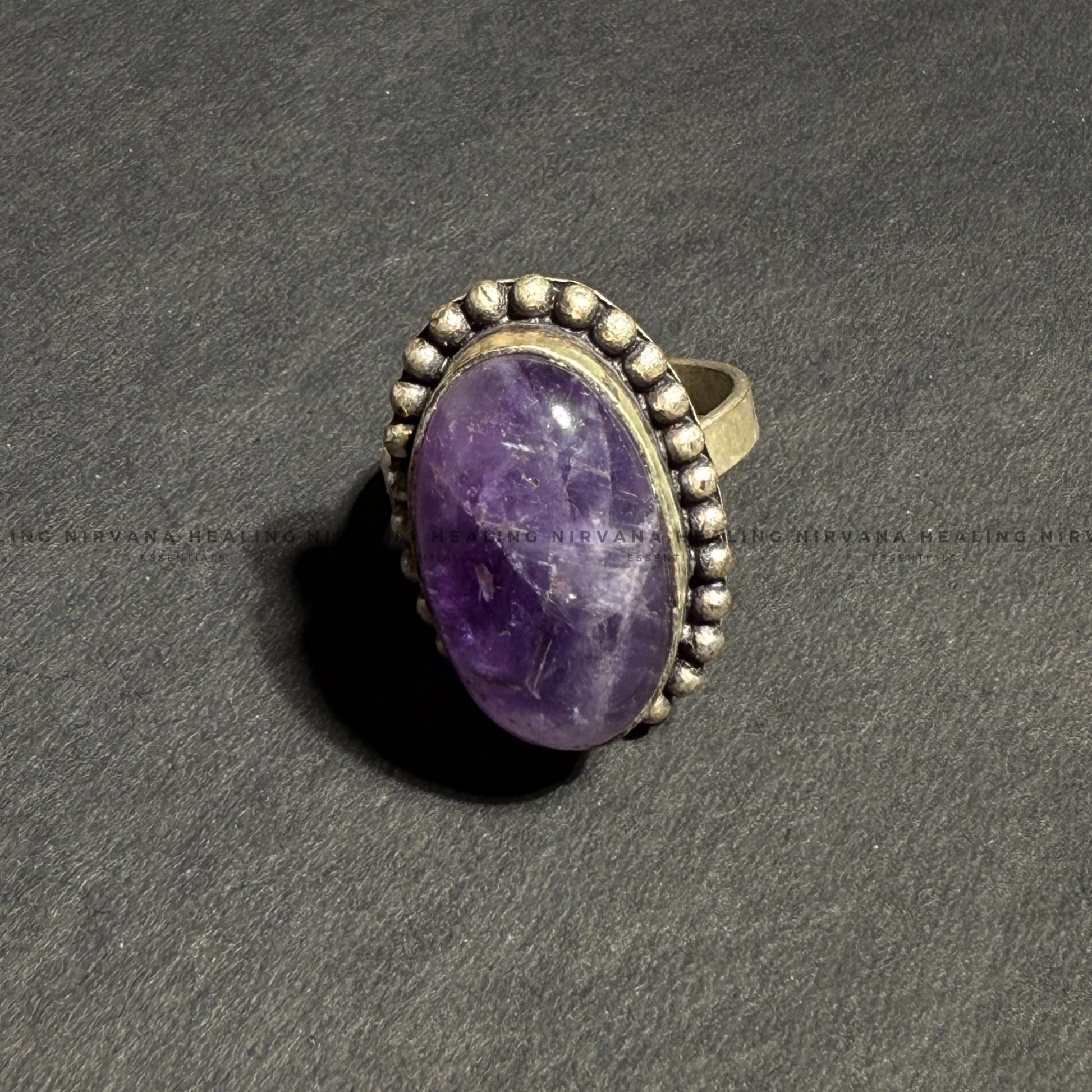 AMETHYST OVAL DESIGNER RING (Meditation, Stress Reduction, Intuition and Manifestation) image 3