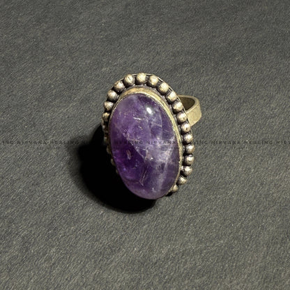 AMETHYST OVAL DESIGNER RING (Meditation, Stress Reduction, Intuition and Manifestation) image 3