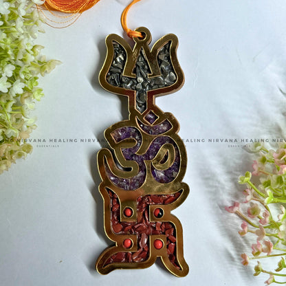 TRISHAKTI YANTRA WITH NATURAL CRYSTAL CHIPS (Power of  Protection, Harmony And Abundance) image 0