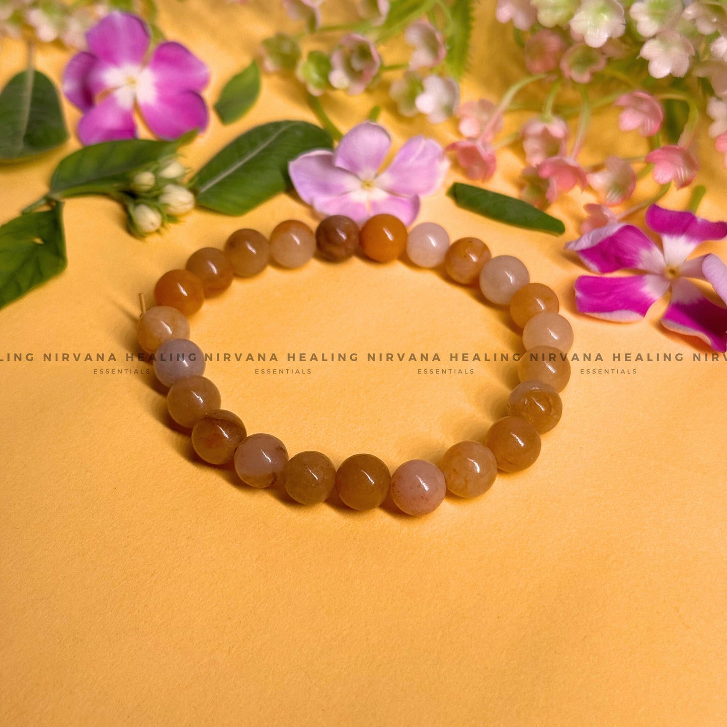 SUNSTONE ROUND BEADED BRACELET (Joy, Leadership, Confidence And Happy Energy). image 0