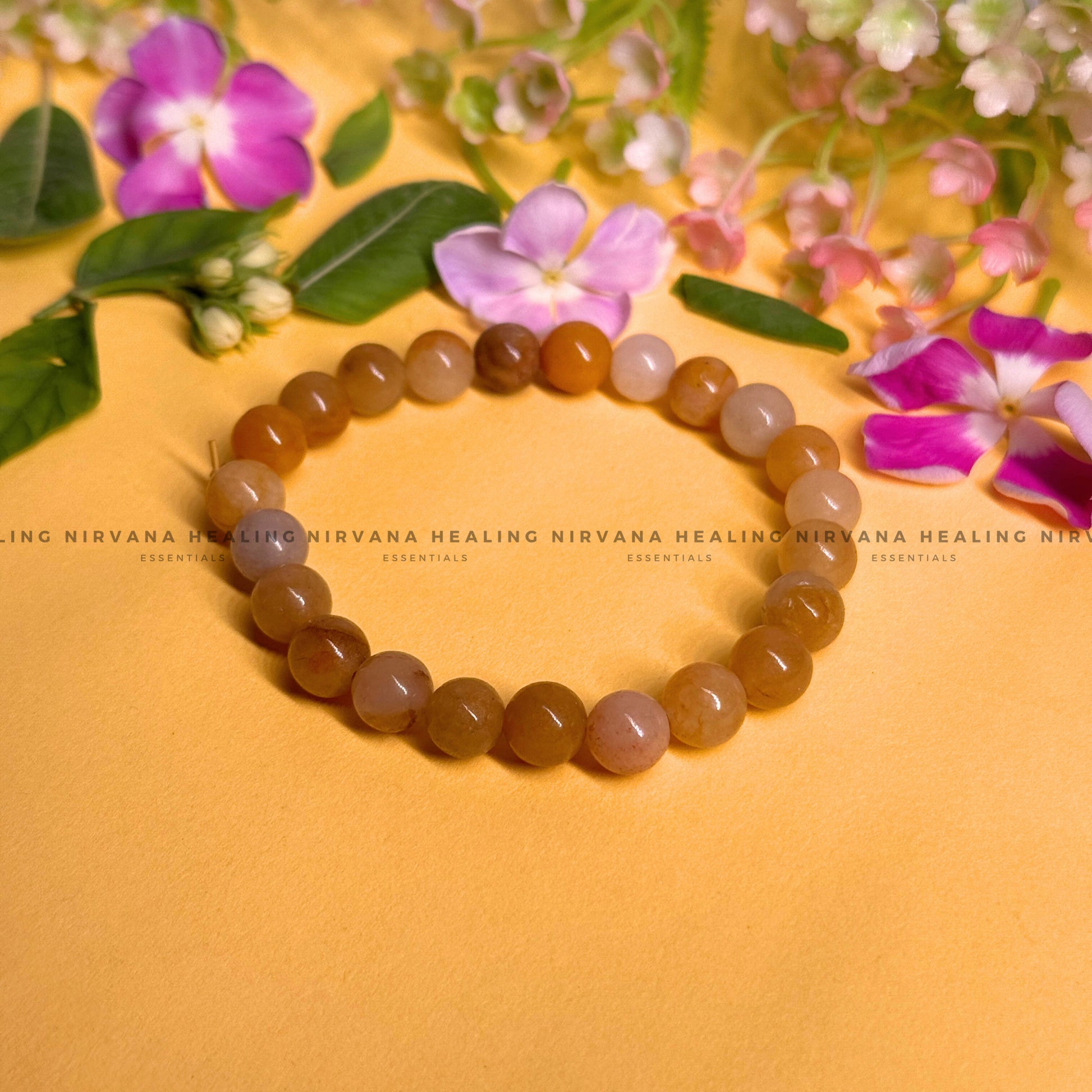 SUNSTONE ROUND BEADED BRACELET (Joy, Leadership, Confidence And Happy Energy). image 0