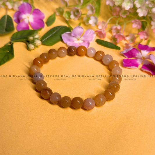 SUNSTONE ROUND BEADED BRACELET (Joy, Leadership, Confidence And Happy Energy). image 0