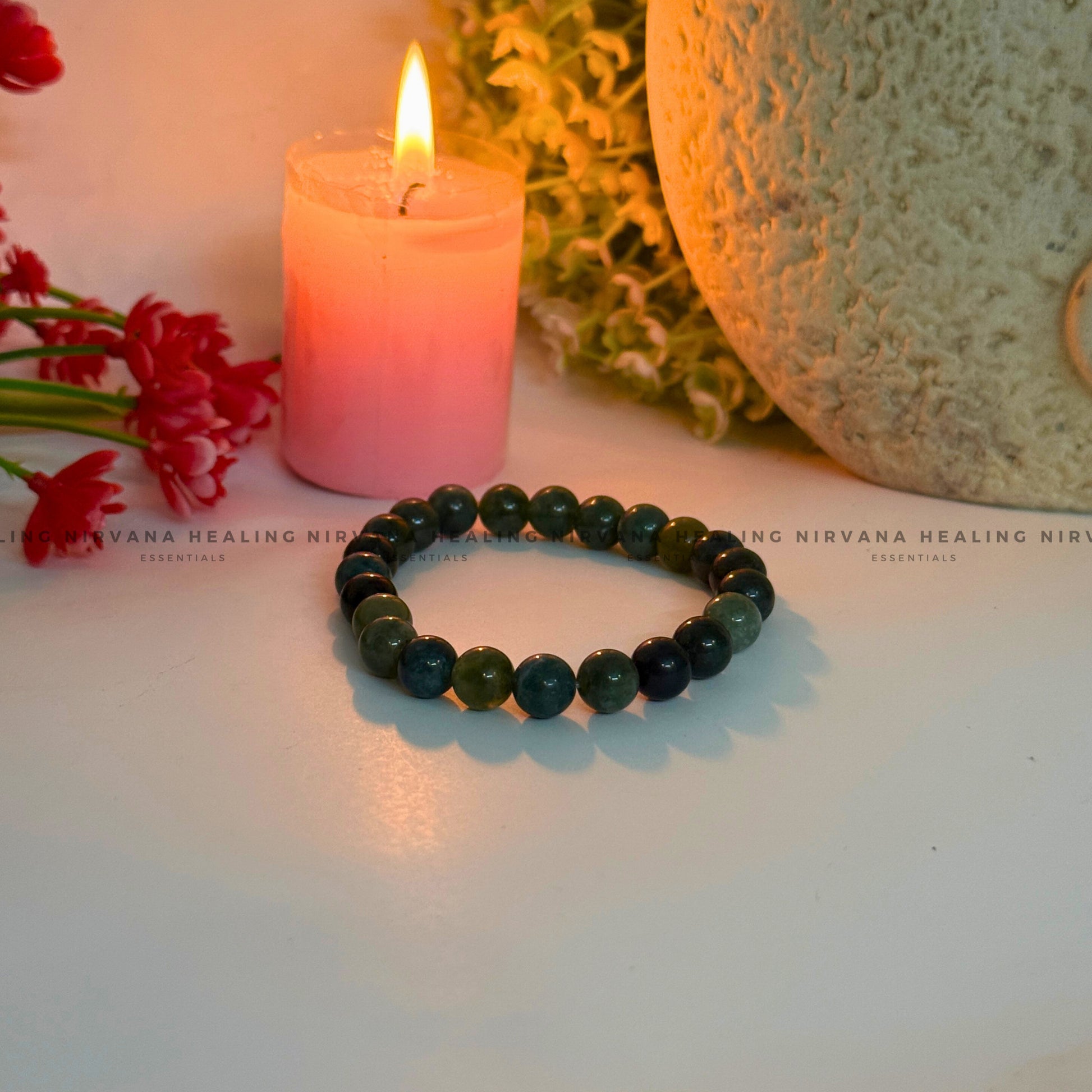 BLOODSTONE ROUND BEADED BRACELET (Immunity, Strength, Health And Pain Relief) image 3