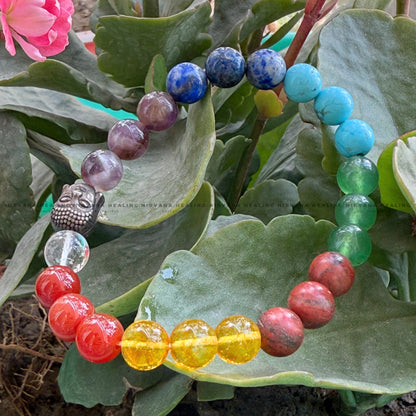 7 CHAKRAS ROUND BEADED BRACELET (Energy, Healing, Protection And Spiritual Alignment) image 1