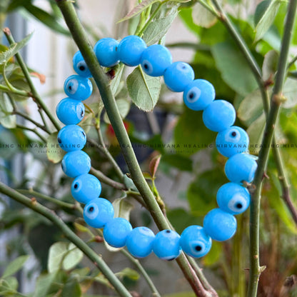 AASMANI EVIL EYE ROUND BEADED BRACELET (Calm, Protection And Spiritual Balance) image 4